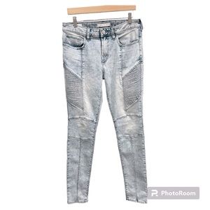 PacSun men’s stacked skinny moto jeans bleached wash 30 x 32 stretch